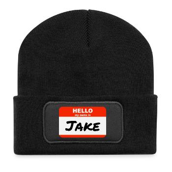 Hello My Name Is Jake Label Name Tag - Recycled Patch Beanie - black - Front