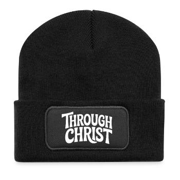 Trough Christ Jesus Christen Glaube - Recycelte Patch Beanie - Schwarz - Vorne