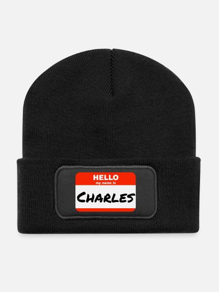 Bonjour, je m’appelle Charles Étiquette Étiquette Étiquette - Beanie recyclé à patch - noir