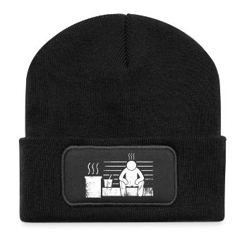 Sauna Saunameister Saunagänger - Recycelte Patch Beanie - Schwarz - Vorne
