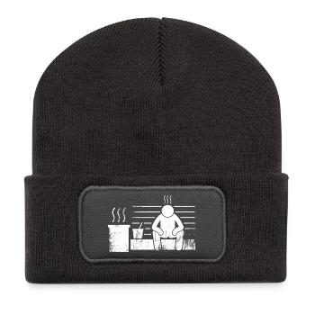 Sauna Saunameister Saunagänger - Recycelte Patch Beanie - Dunkelgrau - Vorne