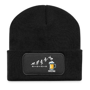 Freitag Wochenende Bierliebhaber Biertrinker - Recycelte Patch Beanie - Schwarz - Vorne