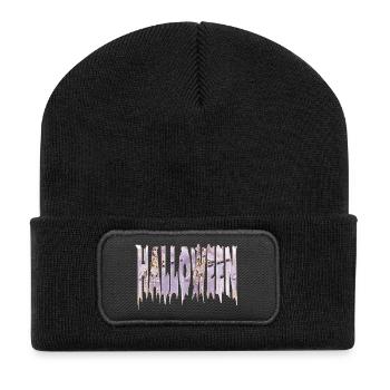 Icy Halloween Lettering Skeleton Gothic - Recycled Patch Beanie - black - Front