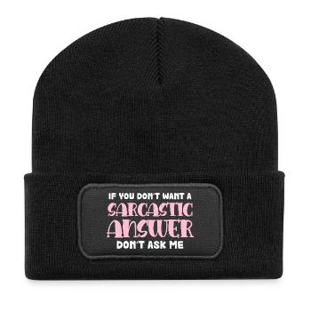 Sarcastic Response Saying - Recycled Patch Beanie - black - Front