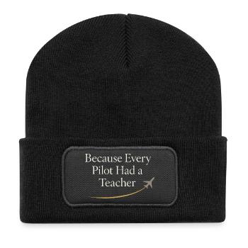 Flight Instructor Cfi Pilot Aviation Instructor - Recycled Patch Beanie - black - Front