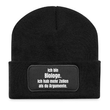 Biologie Spruch Mehr Zellen Argumente - Recycelte Patch Beanie - Schwarz - Vorne