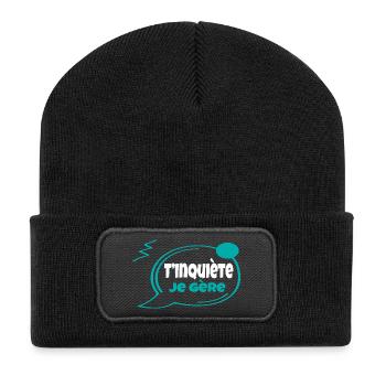 Keine Sorge, ich schaffe es - Recycelte Patch Beanie - Schwarz - Vorne