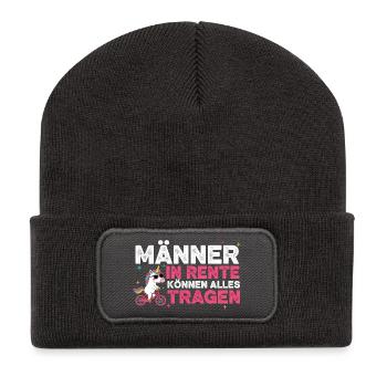 Rentner Einhorn Lustiger Spruch Rente Ruhestand - Recycelte Patch Beanie - Dunkelgrau - Vorne
