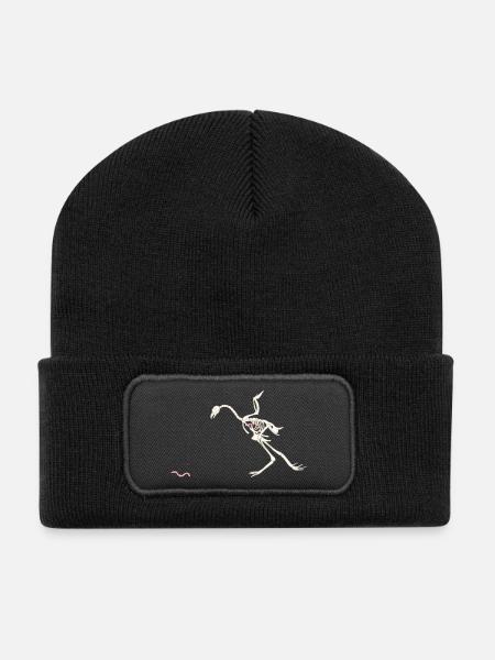Poule en coquille libre et heureuse - Beanie recyclé à patch - noir