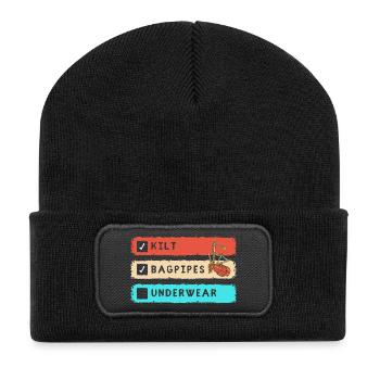 Kilt Schottland Scotland Schottenrock - Recycelte Patch Beanie - Schwarz - Vorne