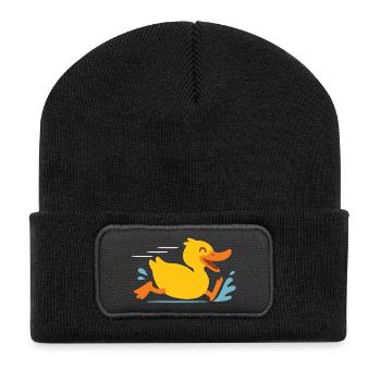 Happy Duck Sprint Cartoon - Recycled Patch Beanie - black - Front