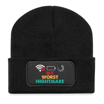 Mein schlimmster Albtraum Gaming Lover Gamer Videospiele - Recycelte Patch Beanie - Schwarz - Vorne