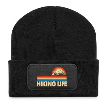 Randonnée Randonneur Alpiniste Cadeau - Beanie recyclé à patch - noir - Devant