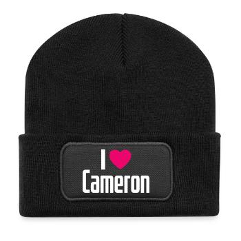 I Love Cameron Pink Heart I Love Cameron - Recycled Patch Beanie - black - Front