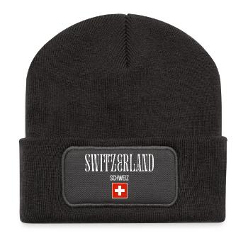 Schweizer Herkunft, ich liebe die Schweiz - Recycelte Patch Beanie - Dunkelgrau - Vorne