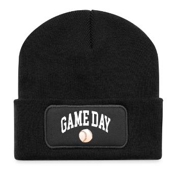 Fan de baseball le jour du match - Beanie recyclé à patch - noir - Devant