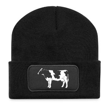 Vecteur de bien-être animal de la ferme de vaches et d’élevage - Beanie recyclé à patch - noir - Devant