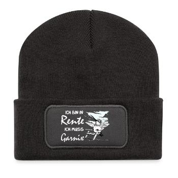 Lustiges deutsches Ruhestandsdesign - Recycelte Patch Beanie - Dunkelgrau - Vorne