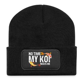 No Time My Koi Needs Me Funny Fish Hobby Fan - Recycled Patch Beanie - black - Front