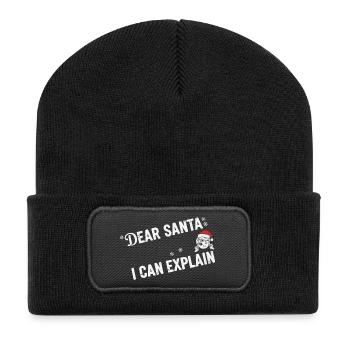 Cher Père Noël, je peux t’expliquer. - Beanie recyclé à patch - noir - Devant