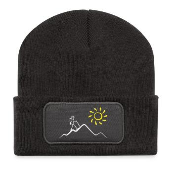 Bergwanderer in der Sonne - Recycelte Patch Beanie - Dunkelgrau - Vorne