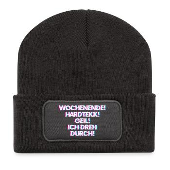 Hardtekk Tekk - Recycelte Patch Beanie - Dunkelgrau - Vorne