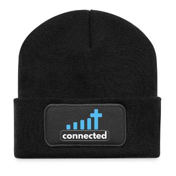 Connecté - Croix - Lien avec Dieu - Christian - Beanie recyclé à patch - noir - Devant