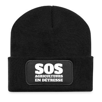 agriculteur, agriculture, tracteur, paysan - Beanie recyclé à patch - noir - Devant
