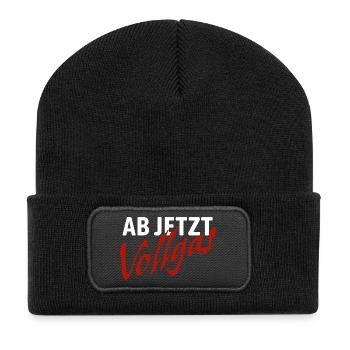 Ab jetzt Vollgas - gute Vorsätze - Recycelte Patch Beanie - Schwarz - Vorne