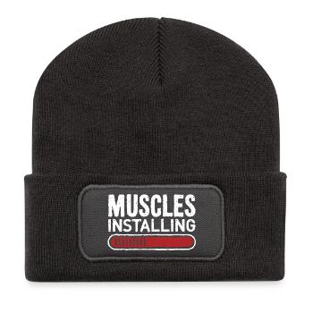 Muscles Installing Fortschrittsbalken Fitness Gym - Recycelte Patch Beanie - Dunkelgrau - Vorne