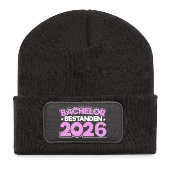 Bachelor 2026 Abschluss Promotion Sponsion - Recycelte Patch Beanie - Dunkelgrau - Vorne