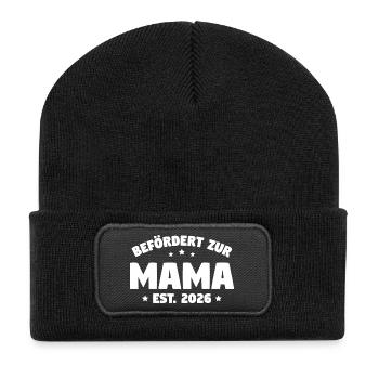 Promoted to Mom 2026 – Pregnancy - Recycled Patch Beanie - black - Front