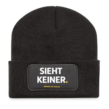 Sieht keiner. – Lustiges Handwerker Shirt - Recycelte Patch Beanie - Dunkelgrau - Vorne