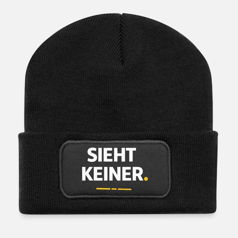 Sieht keiner. – Lustiges Handwerker Shirt - Recycelte Patch Beanie - Schwarz