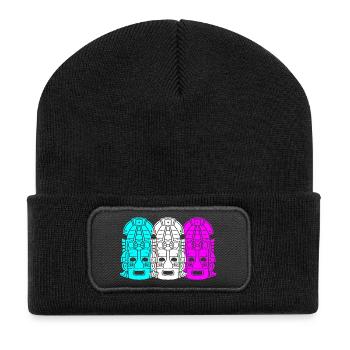Maya kalender aztec Inka - Recycelte Patch Beanie - Schwarz - Vorne