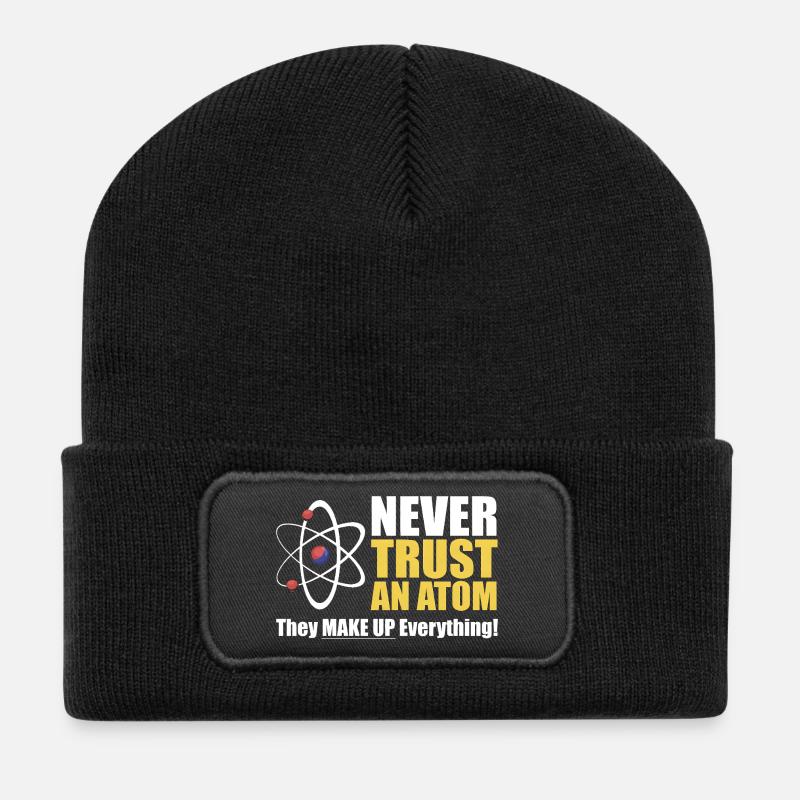 Ne jamais faire confiance à un atome - Beanie recyclé à patch - noir