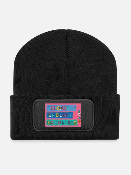 Endlich Schulkind  - Recycelte Patch Beanie - Schwarz