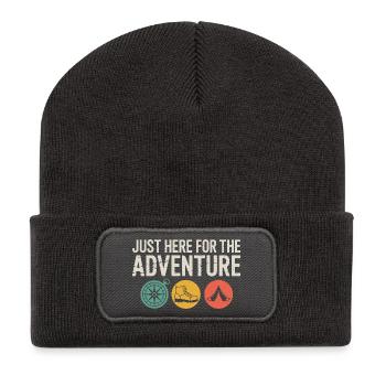 Abenteuer-Icons: Kompass-Stiefelzelt - Recycelte Patch Beanie - Dunkelgrau - Vorne