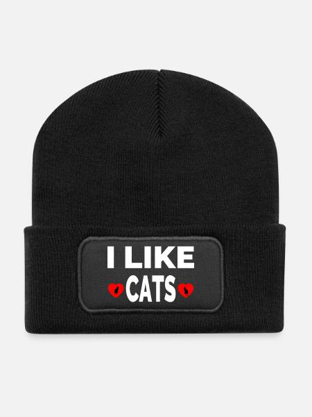 Katzen - Recycelte Patch Beanie - Schwarz