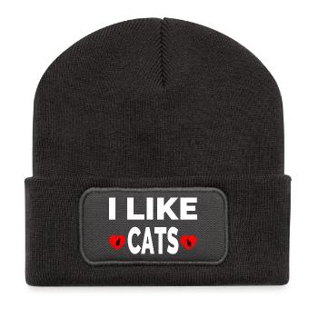 Katzen - Recycelte Patch Beanie - Dunkelgrau - Vorne
