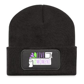 Vivre dans l’instant Pleine conscience de la présence - Beanie recyclé à patch - charbon - Devant