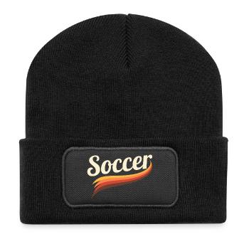 Retro Soccer Shirt – Iconic Football Look - Recycled Patch Beanie - black - Front