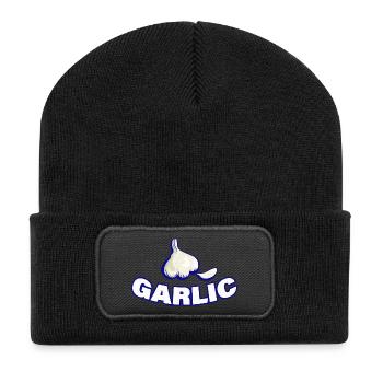 GARLIC - Recycelte Patch Beanie - Schwarz - Vorne