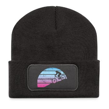 Fahhrrad Sunset - Recycelte Patch Beanie - Dunkelgrau - Vorne