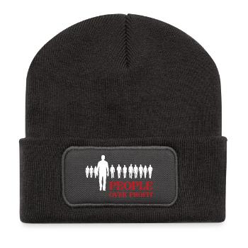 Menschen vor Profit - Recycelte Patch Beanie - Dunkelgrau - Vorne
