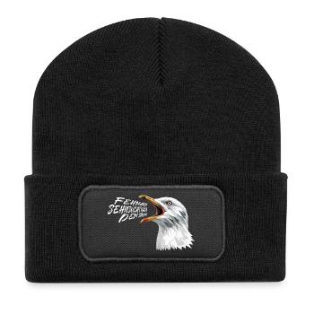 FEHMARN SEHNSUCHT NACH DEM MEER Lustiges - Recycelte Patch Beanie - Schwarz - Vorne