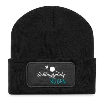 Ostsee Insel LIEBLINGSPLATZ RÜGEN Lustiges - Recycelte Patch Beanie - Schwarz - Vorne