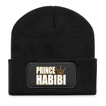 Prince Habibi – Design de déclaration d’amour arabe royale - Beanie recyclé à patch - noir - Devant