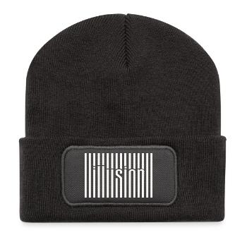 Illusion du code-barres - Beanie recyclé à patch - charbon - Devant