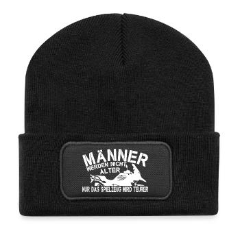 Enduro Motorrad Spruch Männer alt lustig - Recycelte Patch Beanie - Schwarz - Vorne